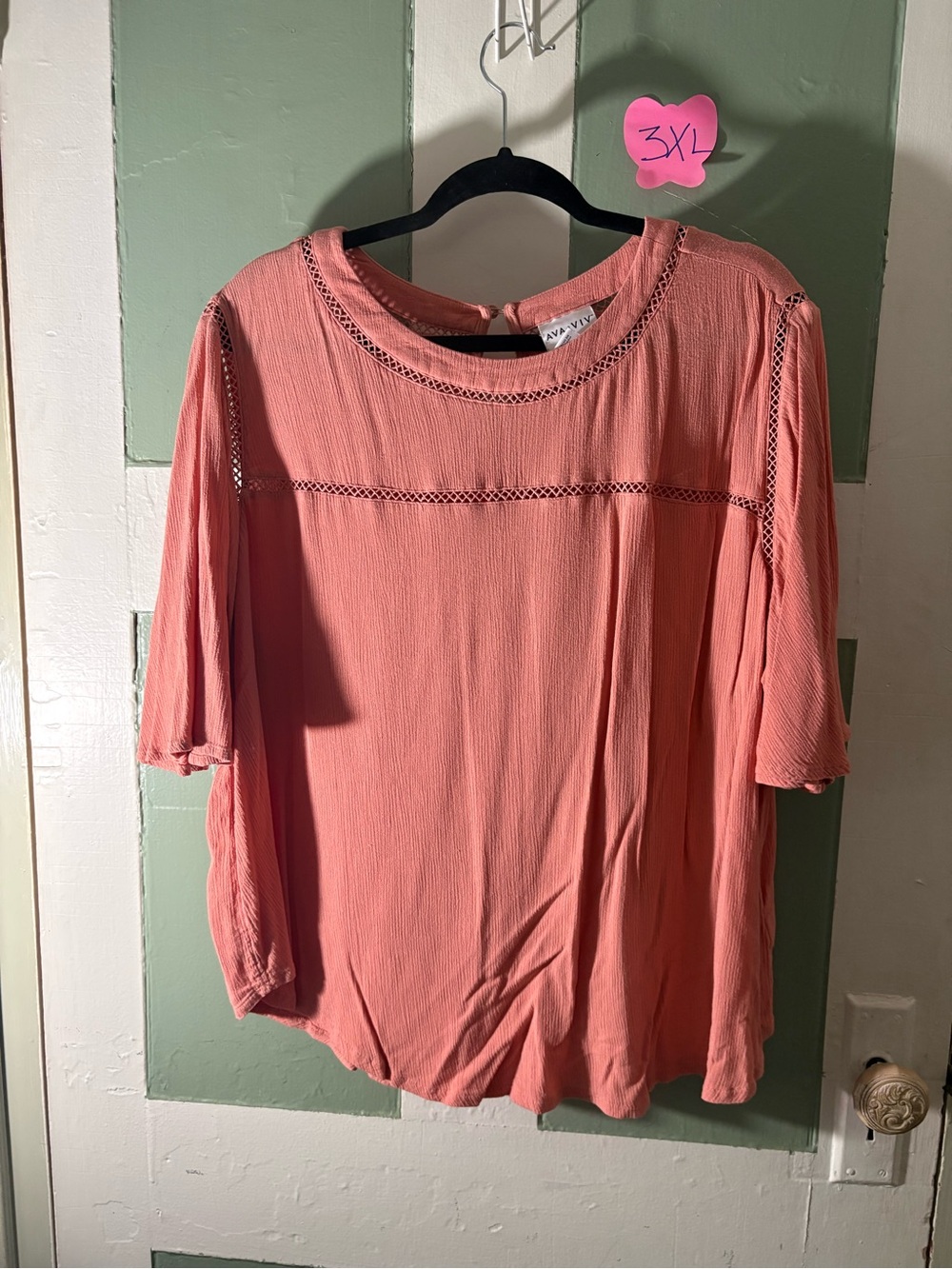 Women's Peach Crochet-Trim Lightweight Top